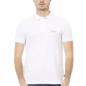 White Cotton Men Polo Shirt