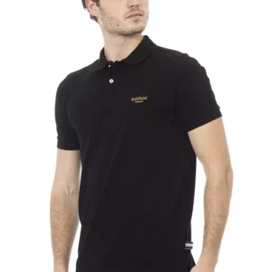 Black Cotton Men Polo Shirt