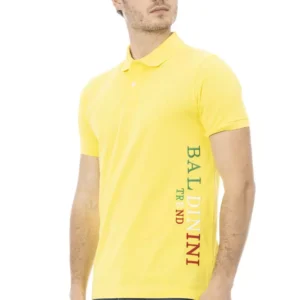 Yellow Cotton Men Polo Shirt