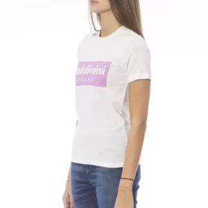 White Cotton Women T-Shirt