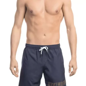 Blue Polyester Men's Swim Short