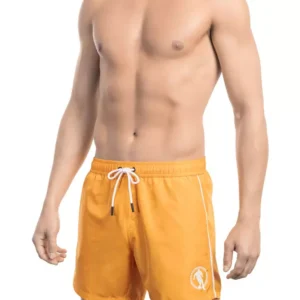 Orange Polyester Men Swim Short