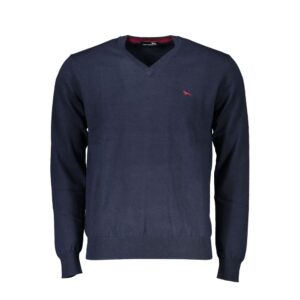 V-Neck Embroidered Blue Sweater
