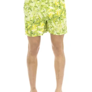 Green Polyester Men Swim Short