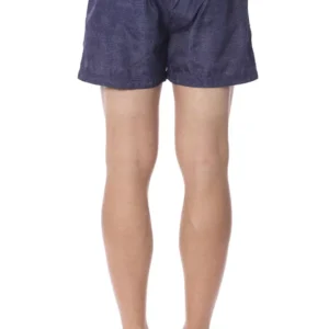 Blue Polyester Men's Swim Trunk