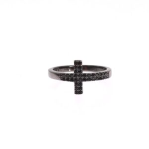 Exquisite Black CZ Crystal Sterling Silver Ring