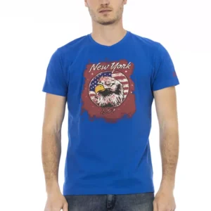Blue Cotton Men T-Shirt