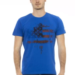 Blue Cotton Men T-Shirt