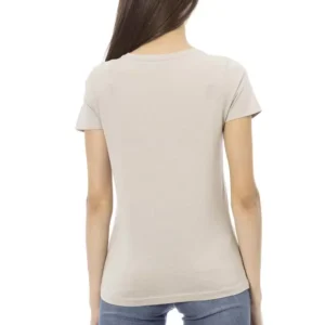 Beige Cotton Women T-Shirt