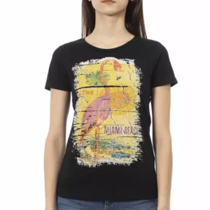 Black Cotton Women T-Shirt