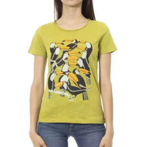 Green Cotton Women T-Shirt