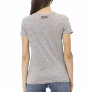 Gray Cotton Women T-Shirt