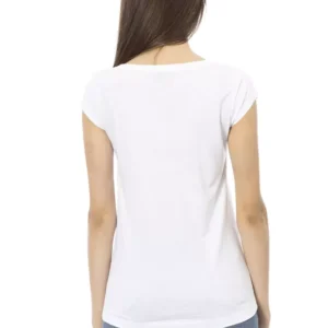 White Cotton Women T-Shirt