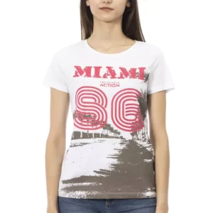 White Cotton Women T-Shirt