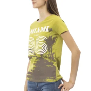Green Cotton Women T-Shirt