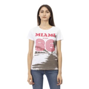 White Cotton Women T-Shirt
