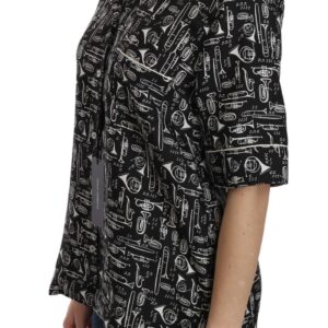 Musical Instrument Silk Collared Top