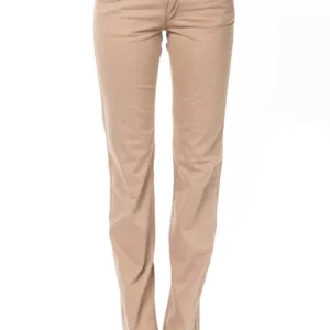 Beige Cotton Women Jeans