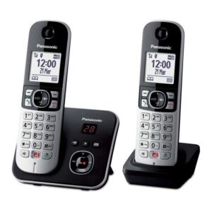 Panasonic KX-TG6862JTB Coppia Cordless DECT Display 1.8'' Blocco Chiamate ID Vivavoce Segreteria Nero