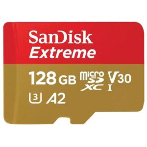 SanDisk Extreme 128Gb microSDXC + adattatore SD fino a 190 MB-s UHS-I Class 10 U3 V30