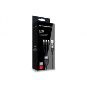 Conceptronic ETTA06B15Cavo Usb Usb 2.0 1.5mt Usb C Usb C-micro-usb B-lightning Nero