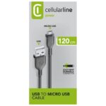 Cellularline Power Cable Cavo MICRO USB 1 2 metri Nero per ricarica e trasferimento dati per smartphone e telefoni