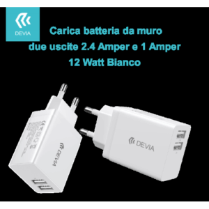 DEVIA CARICA BATTERIE 2 USCITE 2.4 AMPER E 1 AMPER 12 WATT BIANCO