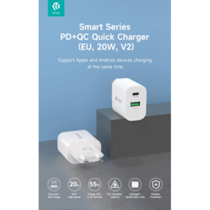 Devia Carica batteria 2 uscite rapido PD+QC Usb-C + Usb-A 20 Watt