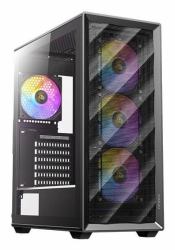 Antec AX85 ARGB Midi Tower Nero (ANTEC AX85 ARGB Case, Black, Mid Tower, 2 x USB 3.0, Tempered Glass Side WIndow Panel, Large Mesh Front Panel for Excellent Cooling Performance, 4 x Addressable RGB Fans Included with Hub)
