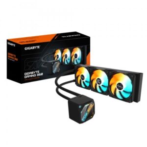 GIGABYTE GAMING 360 Raffreddamento Liquido per CPU - 3x120 mm Ventole ARGB, Meccanismo di bloccaggio a scorrimento, DAISY-CHAIN, Compatibile con Intel LGA 1851 e AMD AM5 (GIGABYTE GP-GIGABYTE GME 360 All-in-One Liquid CPU Cooler with 360mm Radiator, ARGB Lighting, Teflon Tubing and Magnetic Rotating Cover)