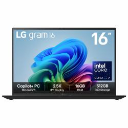 LG Gram 16Z90TL-G.AU75A1 laptop Intel Core Ultra 7 256V Ultraportatile 40,6 cm [16] 2.5K 16 GB LPDDR5x-SDRAM 512 GB SSD Wi-Fi 7 [802.11be] Windows 11 Home Nero (LG gram AI 16 INCH U7 16GB 512GB W11H) - Versione UK