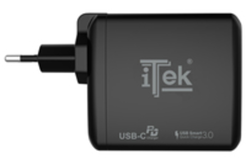 Caricabatteria da muro da 60W- 6A(2x3A) con 2 porte: 1xType-C PD-  1xQC3.0- Smart IC