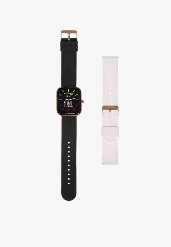 Orologio Smartwatch Superga Watch UNIKO Gold - Orologio unisex SWT-STC003 - cassa in alluminio 42mm - android/ios/Apple - bt calling (chiamate in vivavoce tramite smartwatch) - cinturino in silicone - doppio cinturino (bianco e nero)