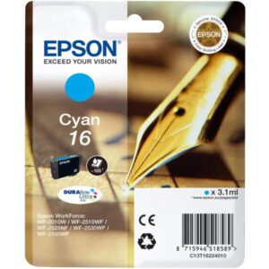 C13T16224010 Cartuccia Ink Originale Ciano per Epson Workforce WF-2520 NF Capacità 165 Pagine