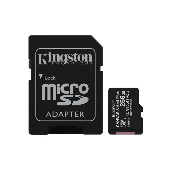 256GB MICRO SD KINGSTON MODELLO SDCS2/256GB CANVAS CON ADATATTORE MEMORY CARD