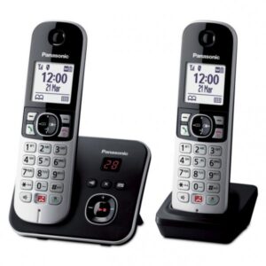 Telefono DECT Cordless KX-TG6862JTB con Segreteria Telefonica Identificatore di Chiamata e Vivavoce Colore Nero / Grigio