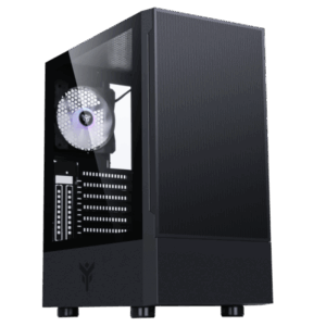 Gaming Middle Tower, ventola ARGB 3x12 cm, USB3, pannello laterale in vetro temperato con cerniera
