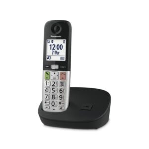 Telefono digitale senza fili con segreteria telefonica, unità base e 1 combinato, schermo LCD, chiamate preferite, lampada torcia, compatibile con apparecchi acustici, nero
