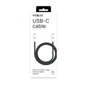 Cotton Cavo Usb-c Maschio-maschio In Cotone Intrecciato Power Delivery 60 W 1.5 Mt Nero-bianco