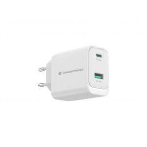 Conceptronic ALTHEA20W45 2-Port 45W GaN USB-PD-Ladegerät, USB-C x 1, USB-A x 1, QC 3.0, PPS, PD 3.0, Drinnen, AC, 20 V, Weiß