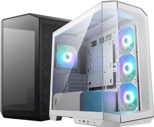 MSI MAG PANO M100R PZ - microATX Tower - Seitenteil mit Fenster (gehärtetes Glas) - keine Spannungsversorgung (ATX) - weiß - USB/Audio (306-7G24W21-809)