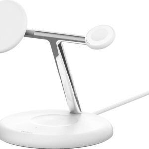 Belkin BoostCharge Pro 3-in-1 - Kabelloses Ladegerät - magnetisch mit Qi2 + AC-Netzteil - 15 Watt - Fast Charge - weiß (WIZ023vfWH)