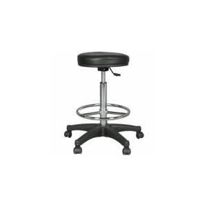 Walimex Rollhocker mit schwarzem Polstersitz, Höhenverstellbar & bis 120 kg belastbar, 65-87cm Sitzhöhe, 360° Drehbar, Bürohocker, Drehhocker (1015905)