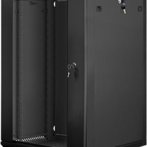 Lanberg Rack Wandschrank 48,30cm (19") 18U/600X600 Glastür schwarz (WF01-6618-10B)