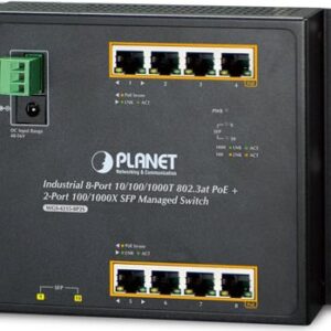 PLANET WGS-4215-8P2S - Switch - verwaltet - 8 x 10/100/1000 (PoE+) + 2 x SFP - an DIN-Schiene montierbar, wandmontierbar - PoE+ - Gleichstrom (WGS-4215-8P2S)