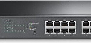 TP-LINK Easy Smart TL-SG1016PE - Switch - Smart - 8 x 10/100/1000 (PoE+) + 8 x 10/100/1000 - Desktop, an Rack montierbar - PoE+ (110 W) (TL-SG1016PE)