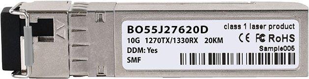 Kompatibler IBM SFP-10G-BX-U BlueOptics BO55J27620D SFP+ Bidi Transceiver, LC-Simplex, 10GBASE-BX-U, Singlemode Fiber, TX1270nm/RX1330nm, 20KM, DDM, 0°C/+70°C (SFP-10G-BX-U-20-IB-BO)