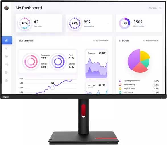 Lenovo ThinkVision T32p-30 80 cm (31.5" ) LED-Monitor 3840 x 2160 Pixel 4K Ultra HD LED Schwarz [Energieklasse F] (63D2GAT1EU)
