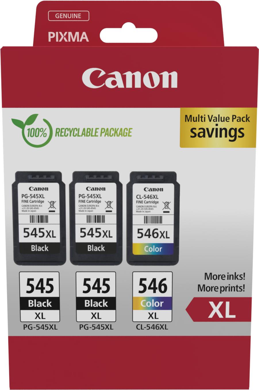 Canon PG-545XL x2/CL-546XL Triple Pack - Hohe (XL-) Ausbeute - 15 ml - 13 ml - 3 Stück(e) - Multipack (8286B013)