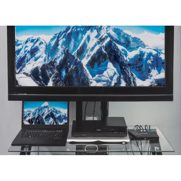 Manhattan 207881 conmutador de vídeo HDMI (1080P 4-Port Hdmi Multiviewer - Switch, Switch With Four - Inputs On One Display, Video Bandwidth Amplifier, Remote Control, Black, Three - Warranty: 12M)